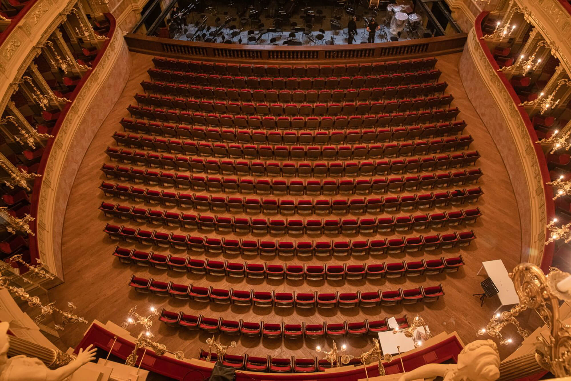 An aerial shot of the Hungarian State Opera House