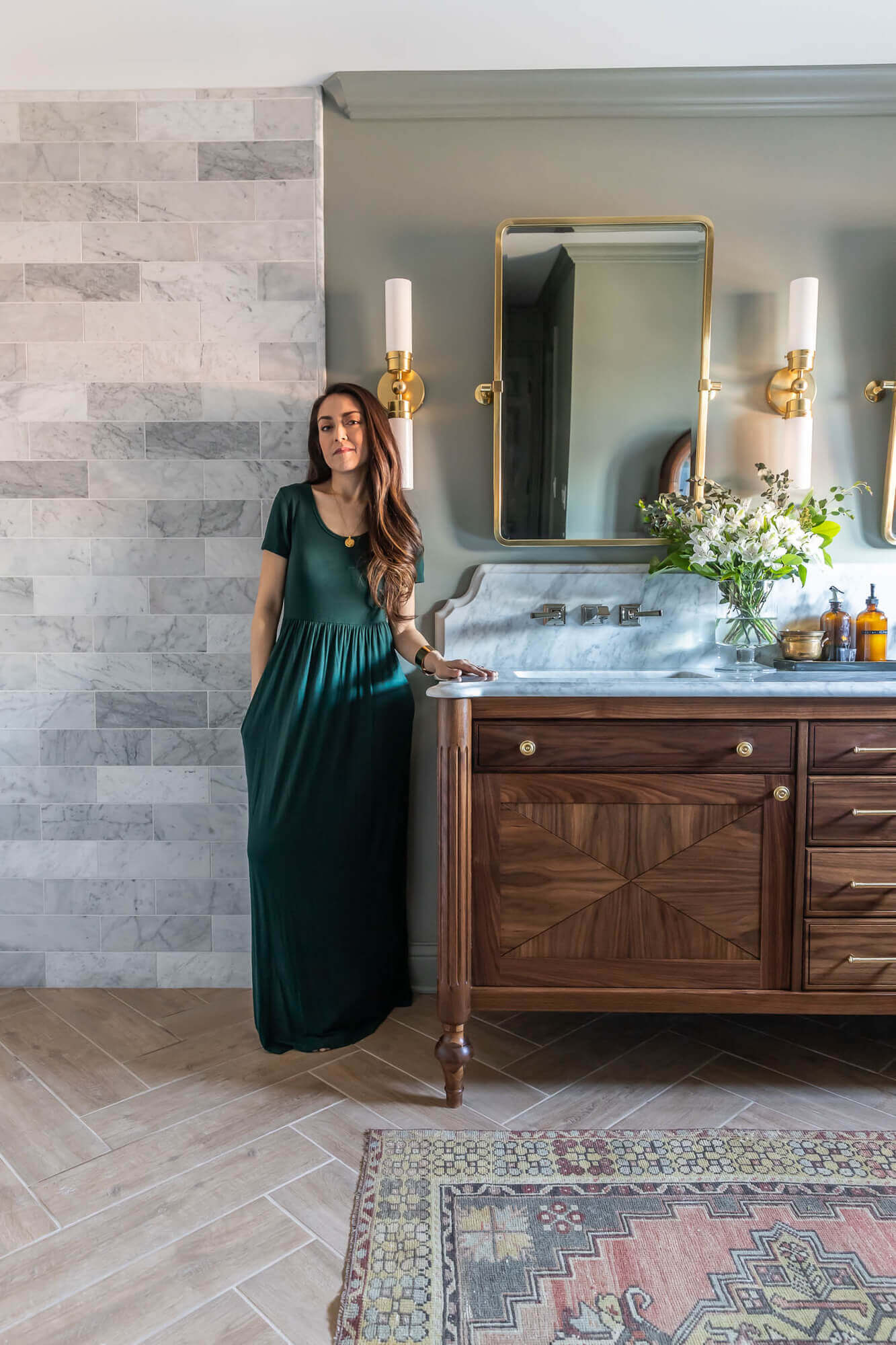 Dark walnut store bathroom vanity