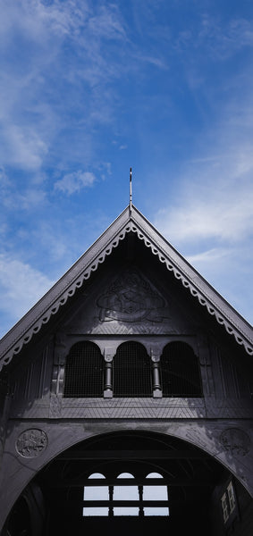 Intricate detail of the Royal Horse Stables in Belgium that was recently colored and protected with DuroGrit exterior wood finish.